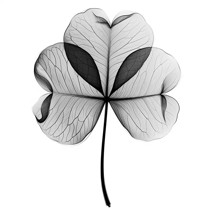 Black and White Four-Leaf Clover