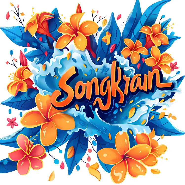 Songkran Festival with Orange Flowers