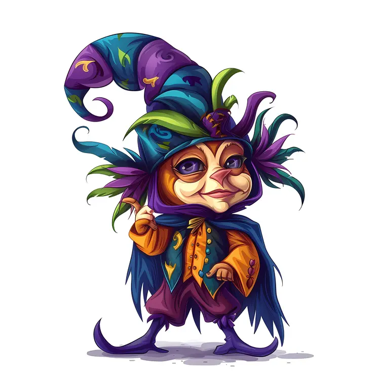 Cartoon Jester with Colorful Costume