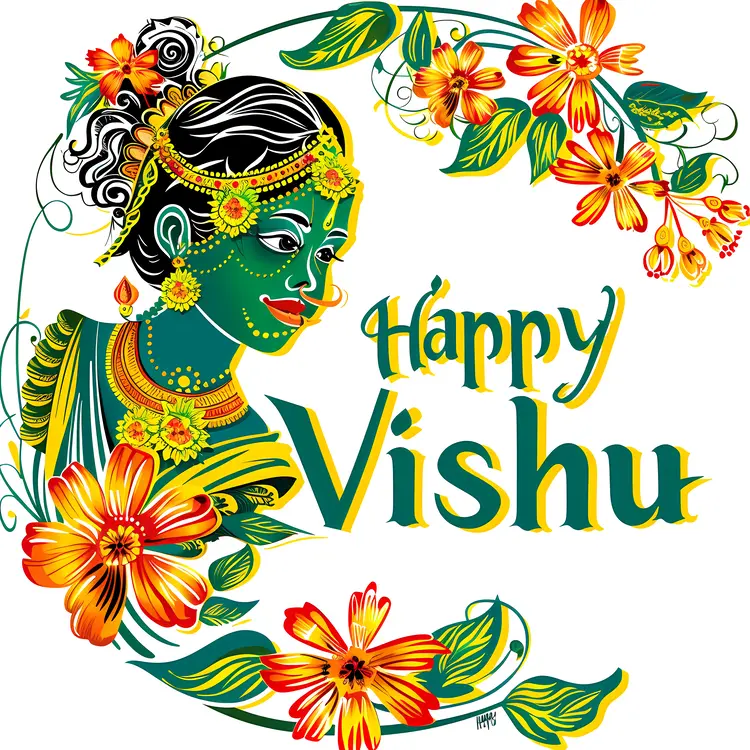 Colorful Deity Illustration for Vishu