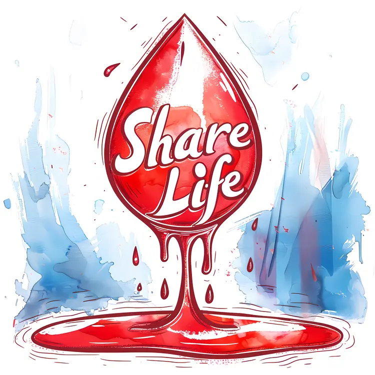 Share Life Blood Drop Watercolor Illustration