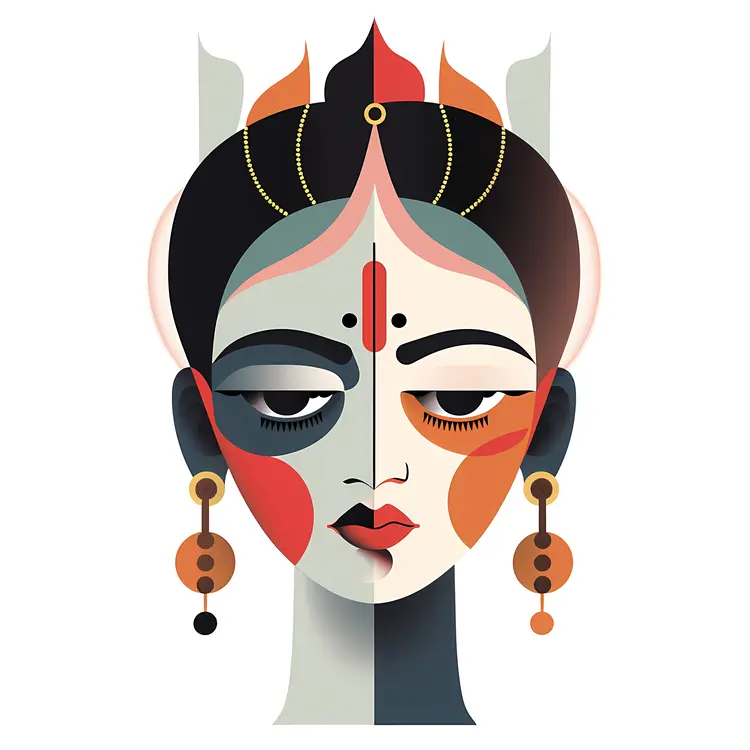 Minimalist Deity Illustration with Abstract Elements
