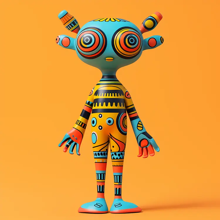 Colorful Patterned Cartoon Alien
