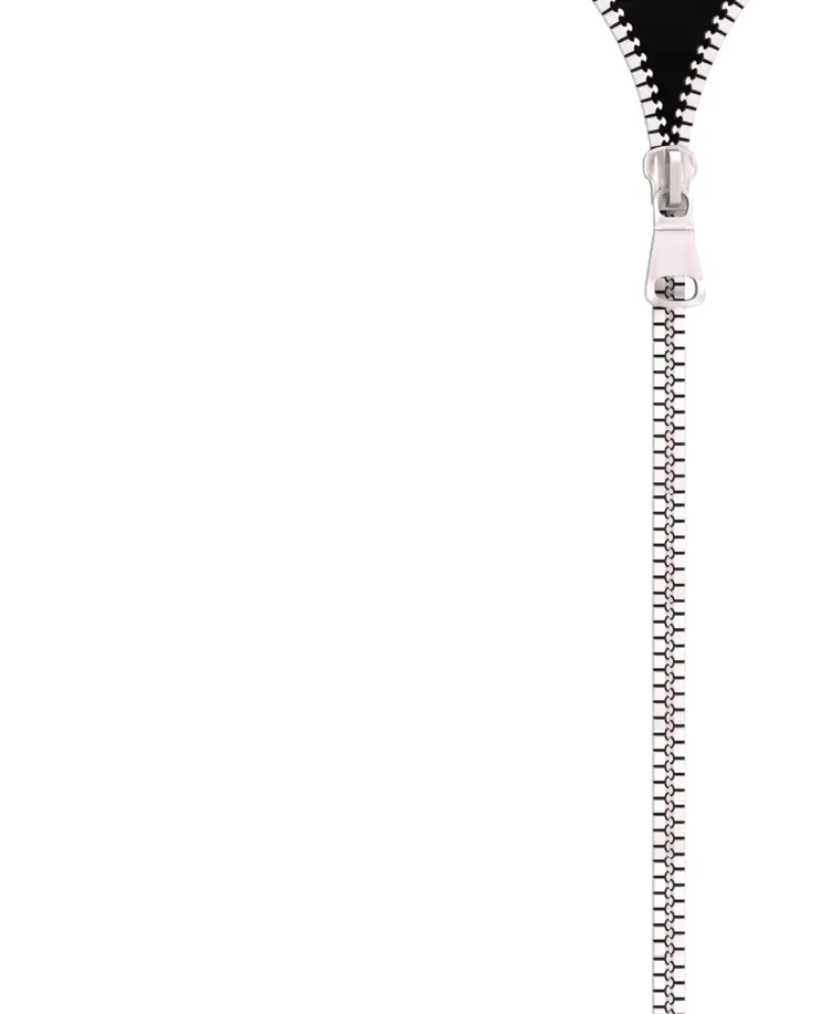Black Zipper on Transparent Background