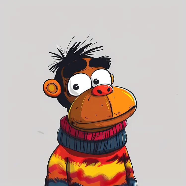 Colorful Sweater Cartoon Monkey