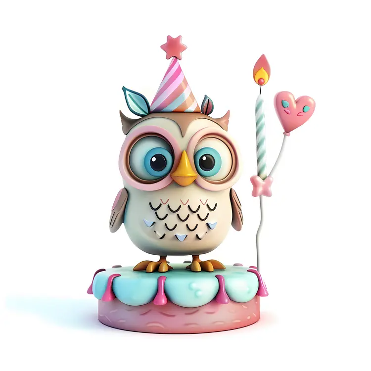 Adorable Owl Holding Birthday Candle