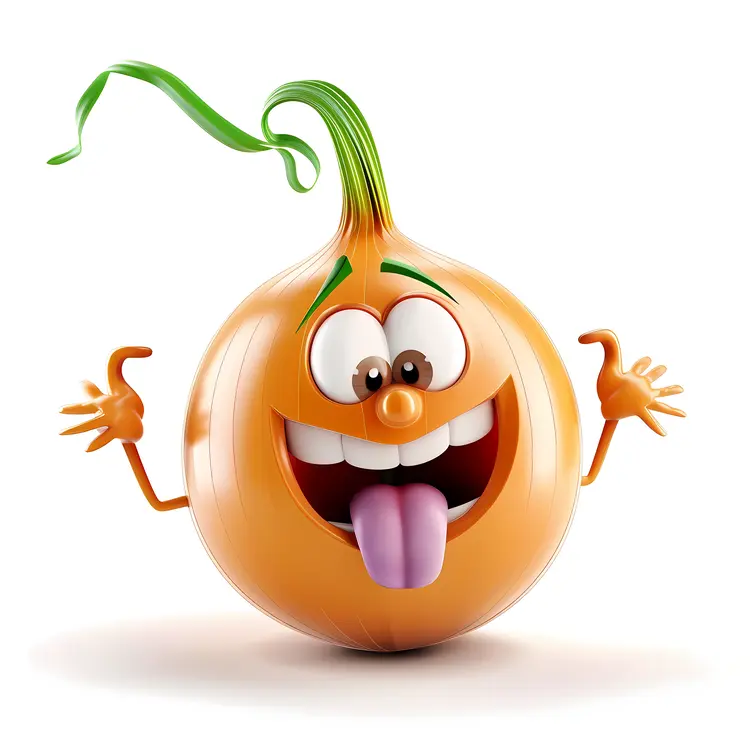 Happy Yellow Onion Cartoon Character