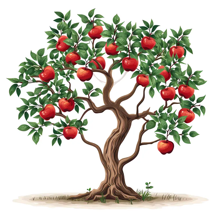 Apple Tree with Red Apples