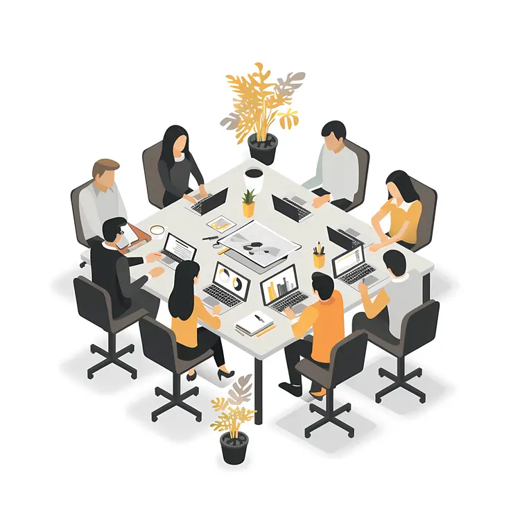 Office Meeting with Laptops