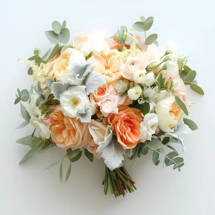 Elegant Peach and White Flower Bouquet