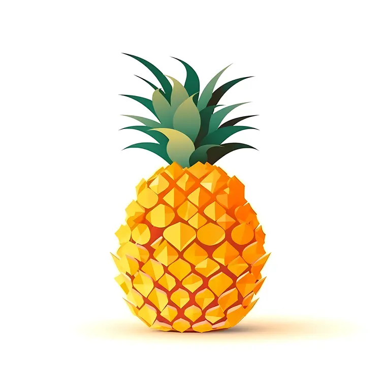 Yellow Pineapple with Green Leaves