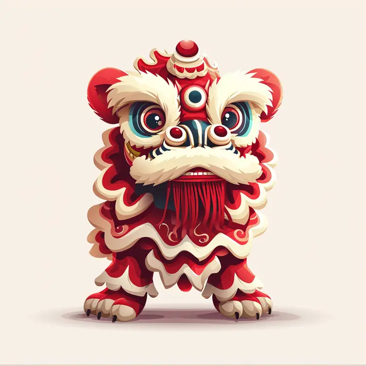 Red Lion Dance Costume for Chinese New Year