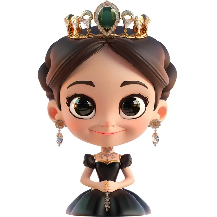 Cute Cartoon Queen with Jewels
