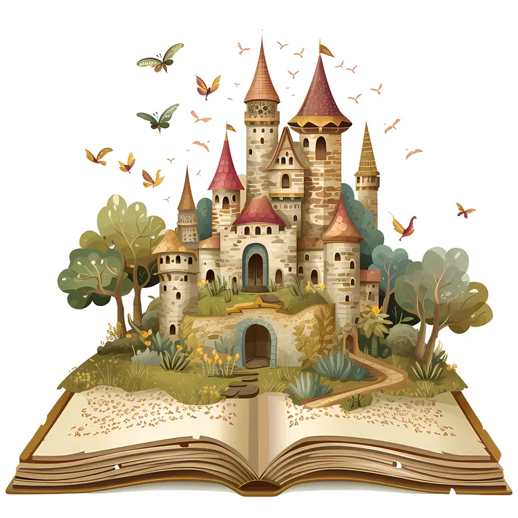 Castle with Trees Emerging from a Book