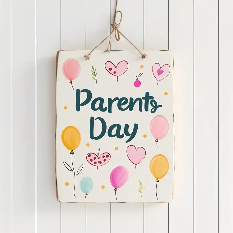 Parents Day Sign with Colorful Balloons