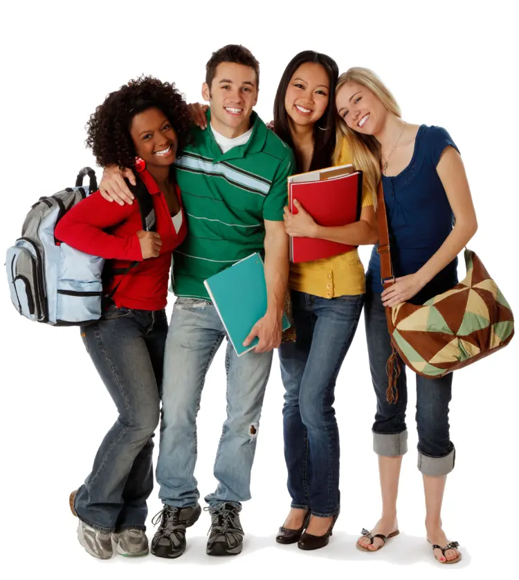 Group of Students with Backpacks and Books