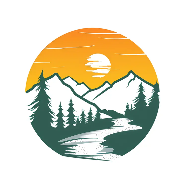 Mountain Landscape with Sun and Path