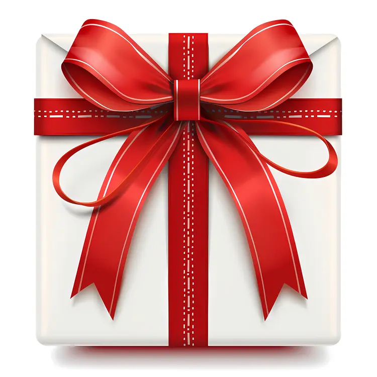 White Gift Box with Red Ribbon