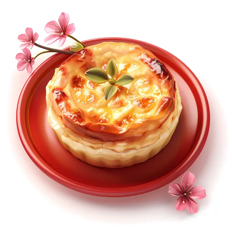 Custard Tart with Decorative Flowers