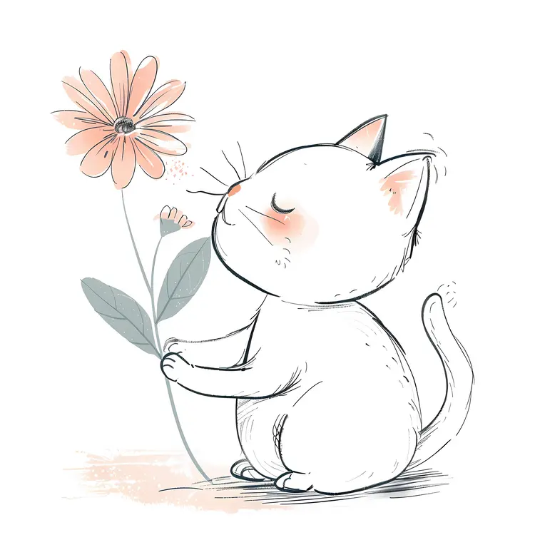 Kitten Holding a Flower