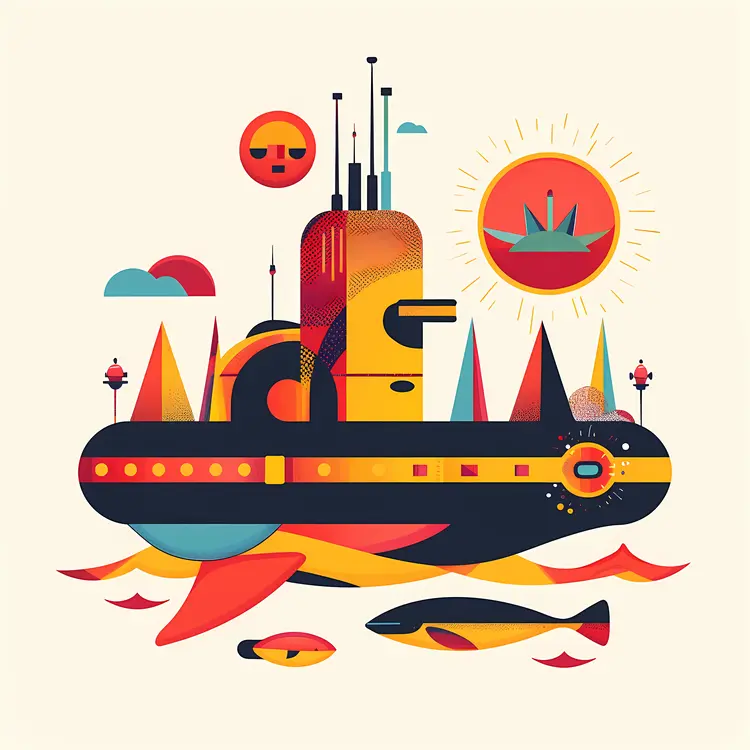 Abstract Submarine with Geometric Shapes