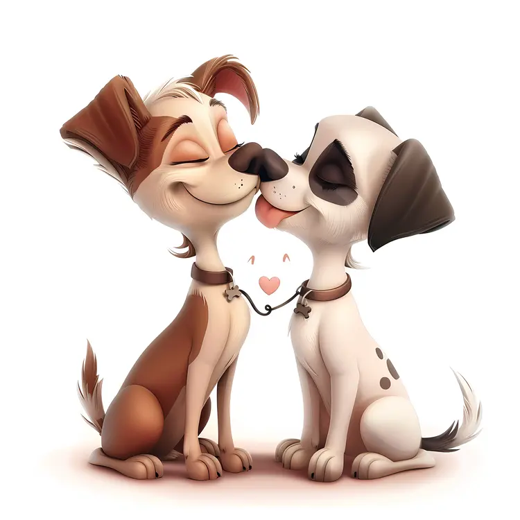 Cute Cartoon Dogs in Love