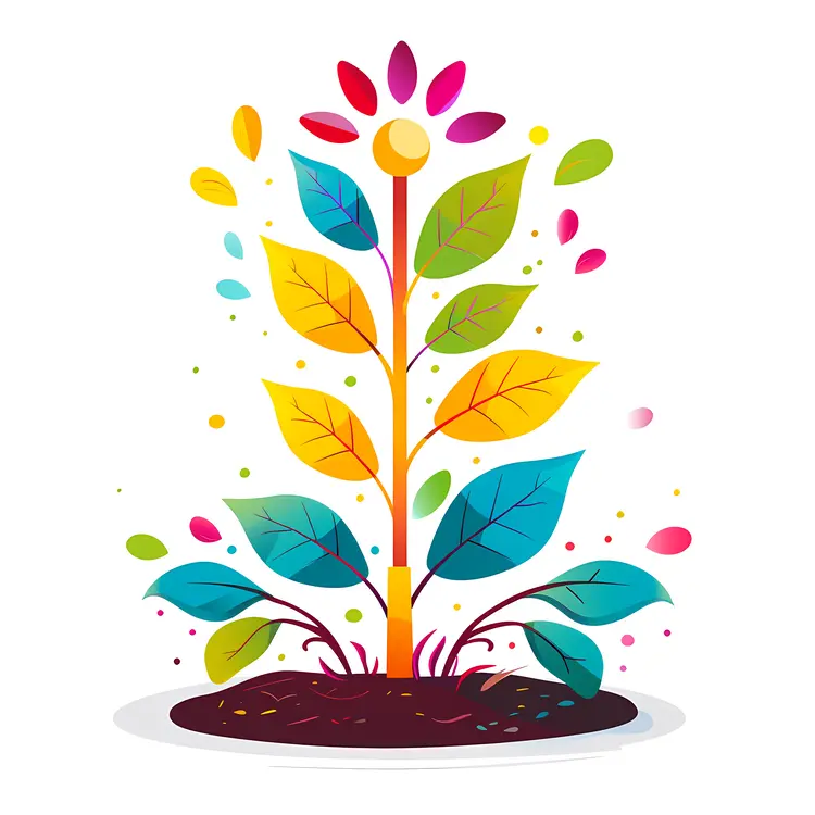 Colorful Plant Growing from Soil