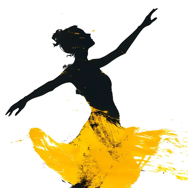 Silhouette of a Dancer with Yellow Dress