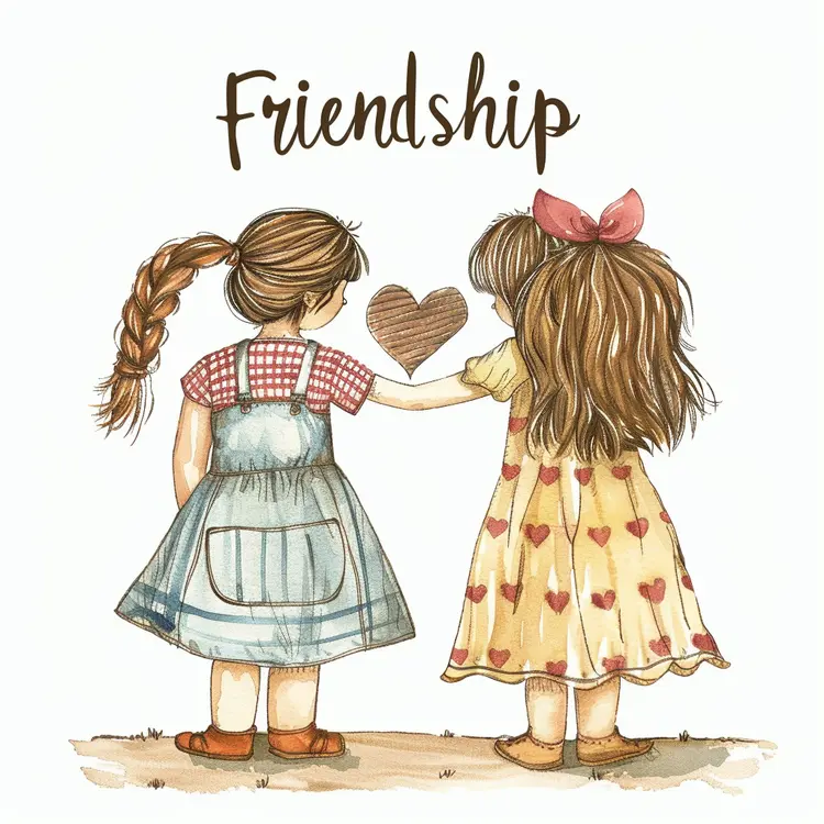 Friendship Illustration with Girls Holding Hands