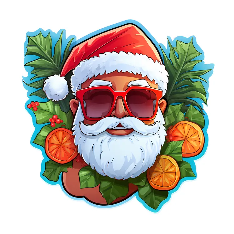 Tropical Santa with Sunglasses