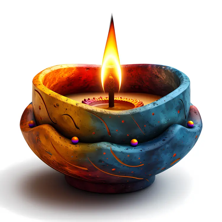 Colorful Decorative Candle with Flame