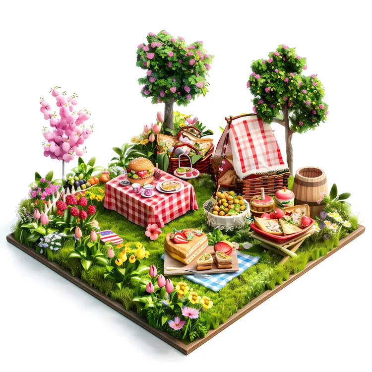 Picnic with Trees and Flowers