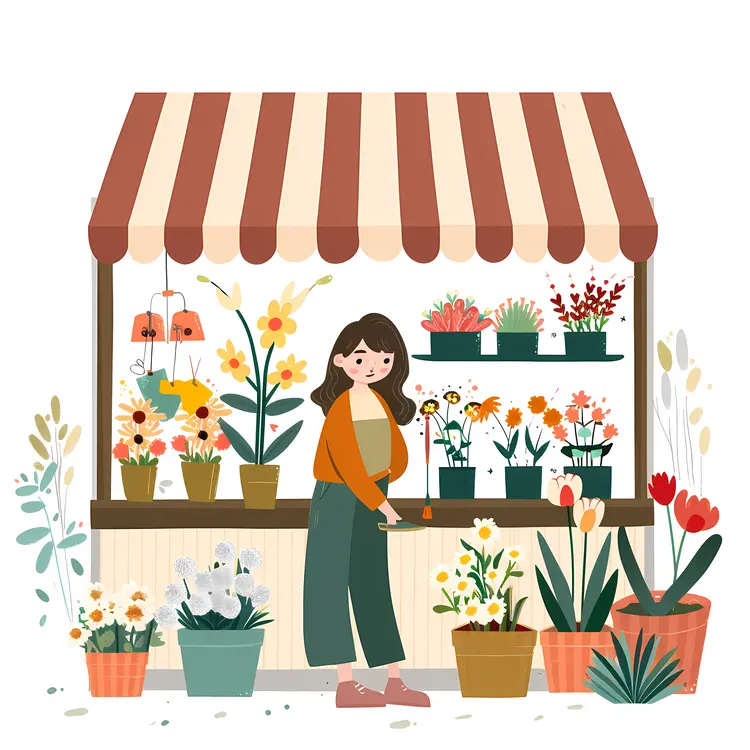 Flower Stand with Blooming Plants