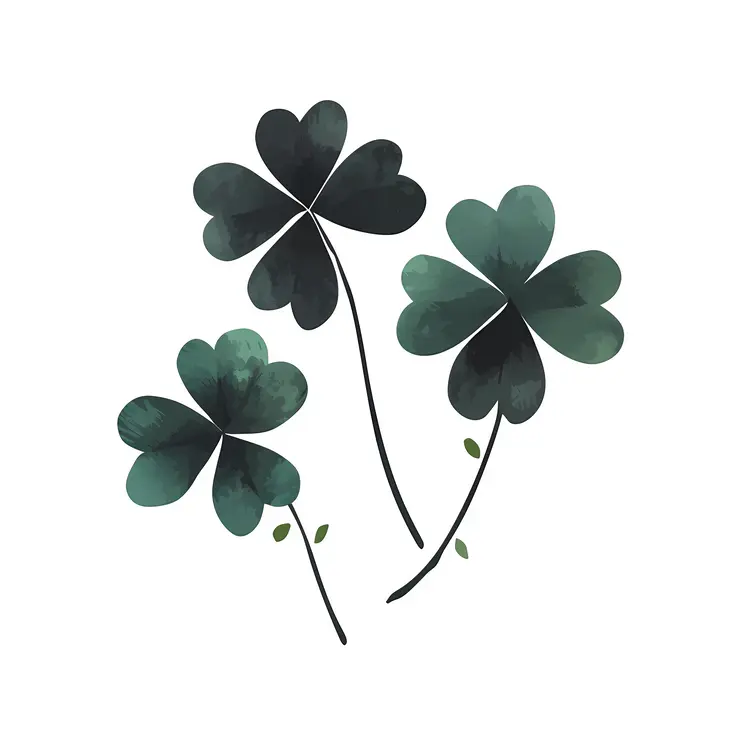 Three Green Three-Leaf Clovers