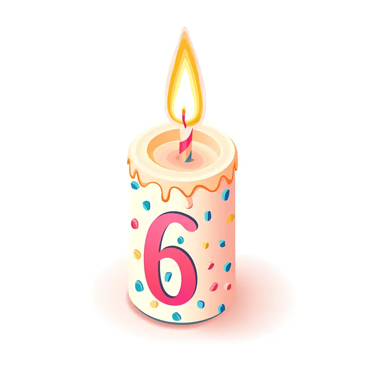 Number 6 Candle on Polka Dot Cake
