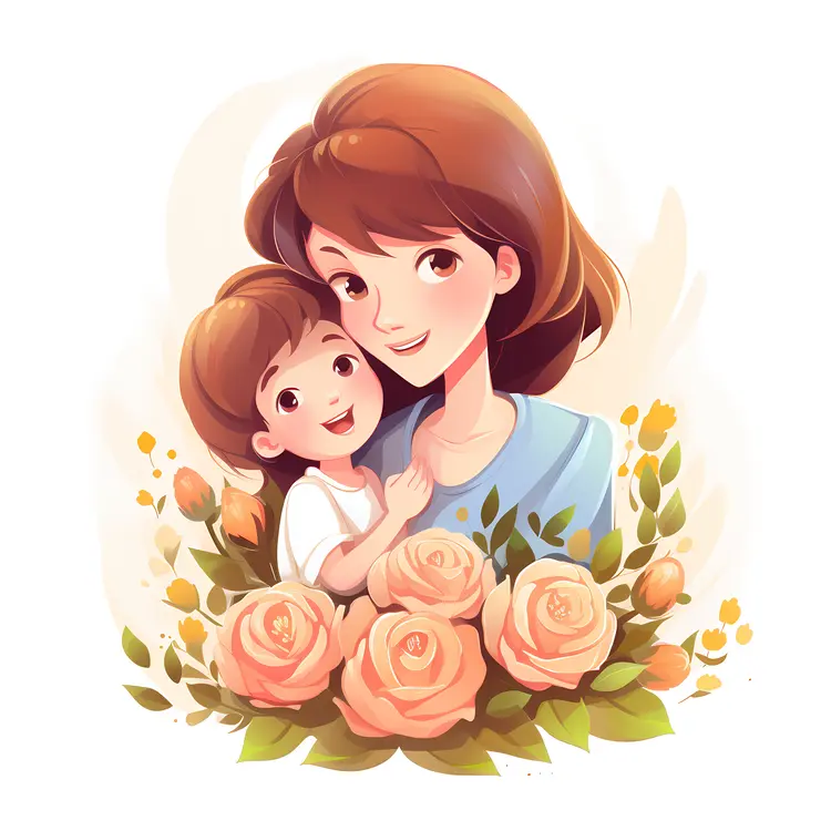 Mother and Child with Yellow Roses