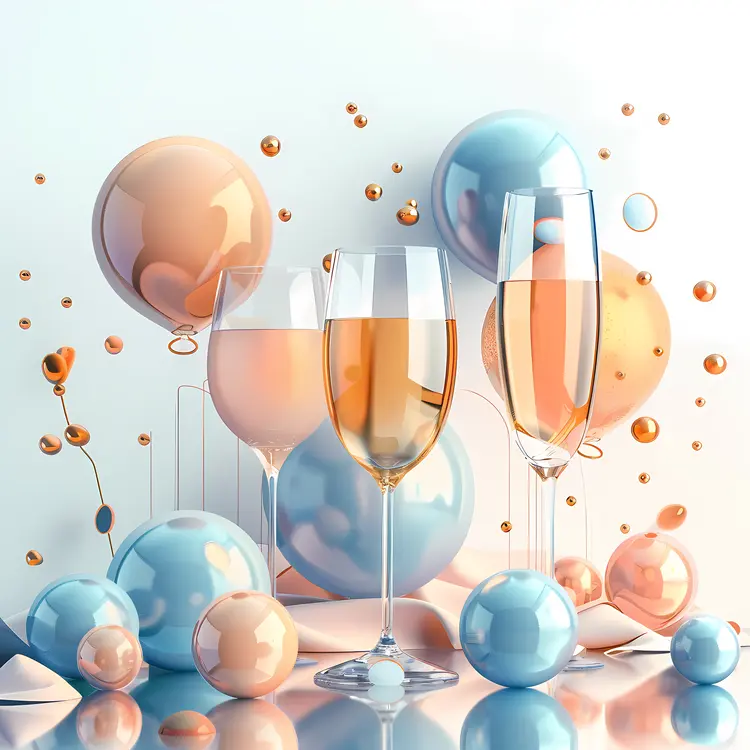 Champagne Glasses with Balloons