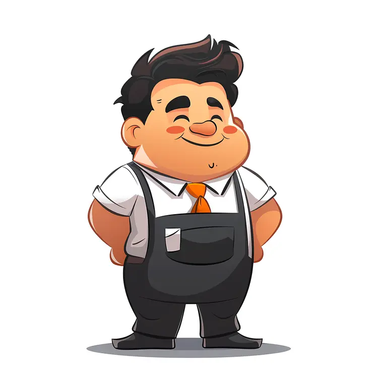 Chubby Man in Overalls