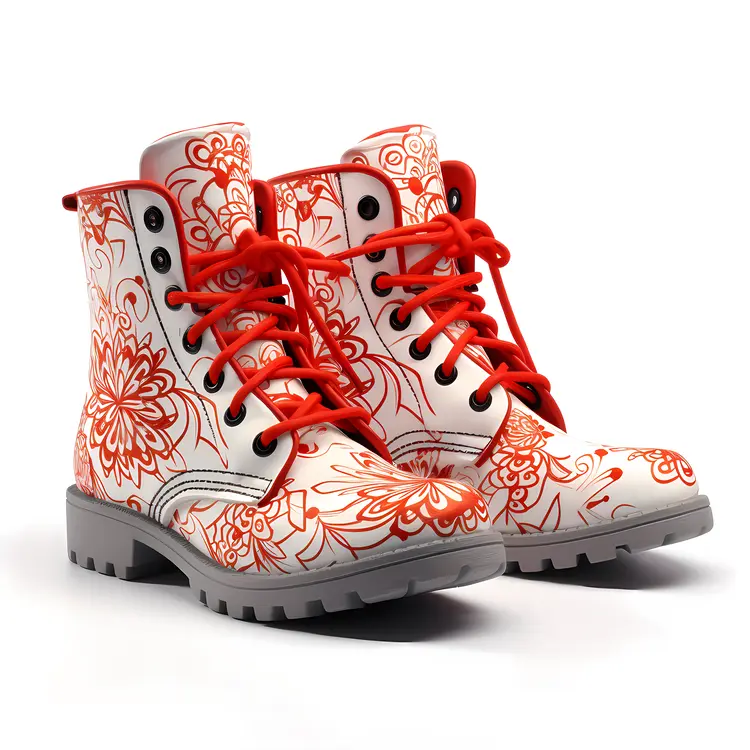 Red Floral Boots