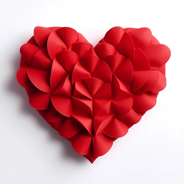 Red Heart with Petal Pattern