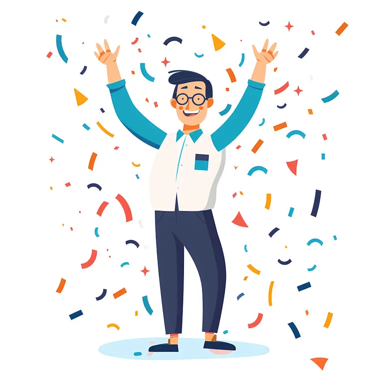 Man Celebrating with Confetti