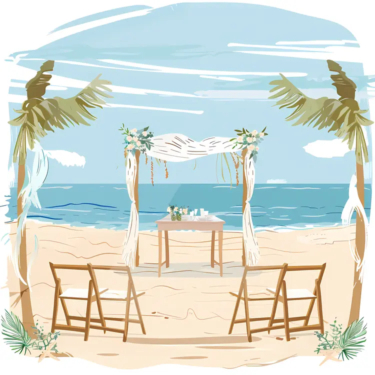 Illustrated Beach Wedding Setup