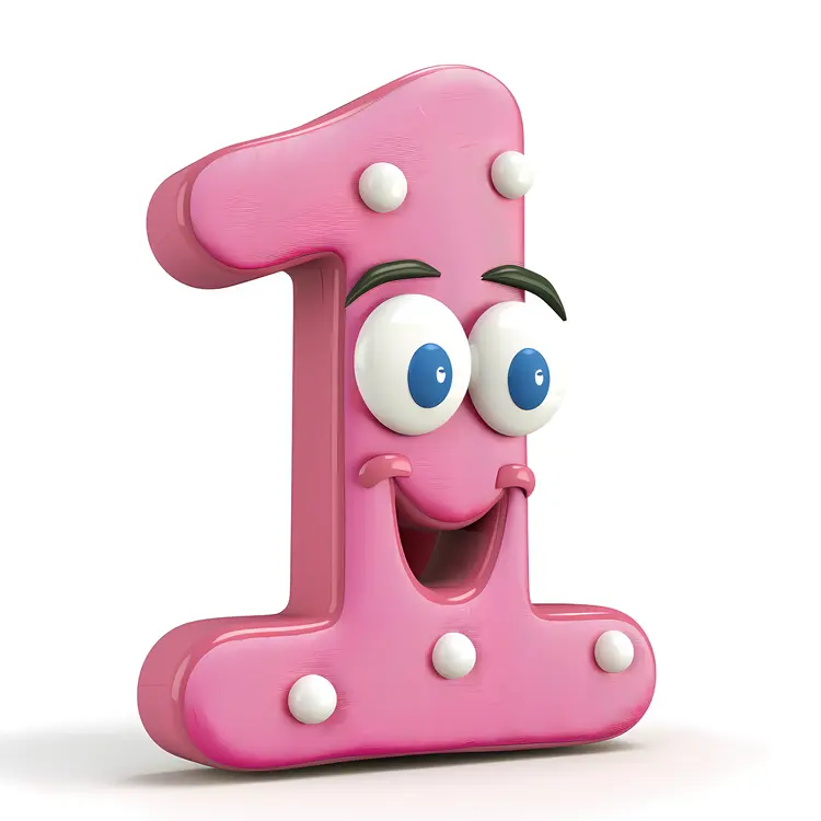 Number 1 with Big Eyes Cartoon