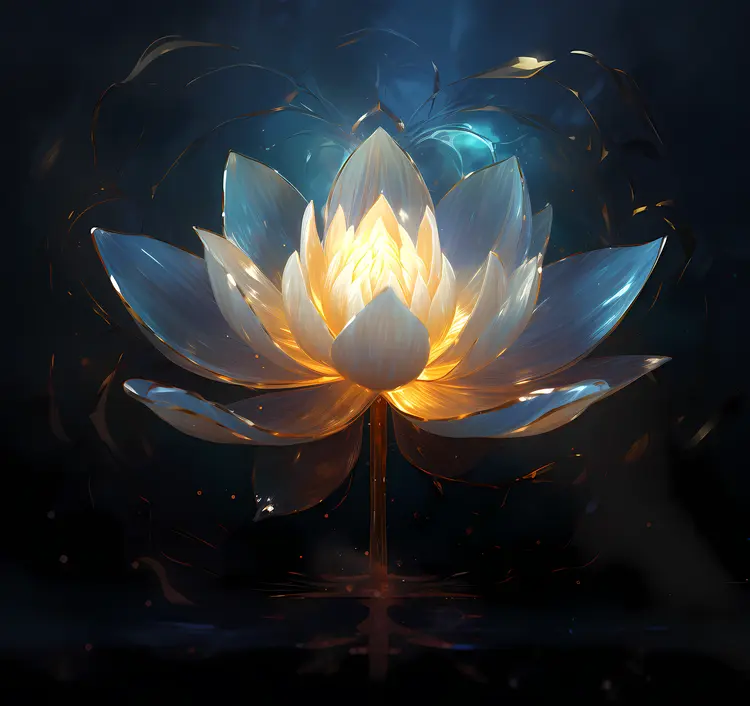 Golden White Lotus in Bloom