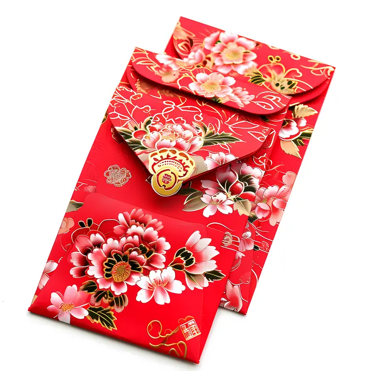 Red Envelopes with Floral Design