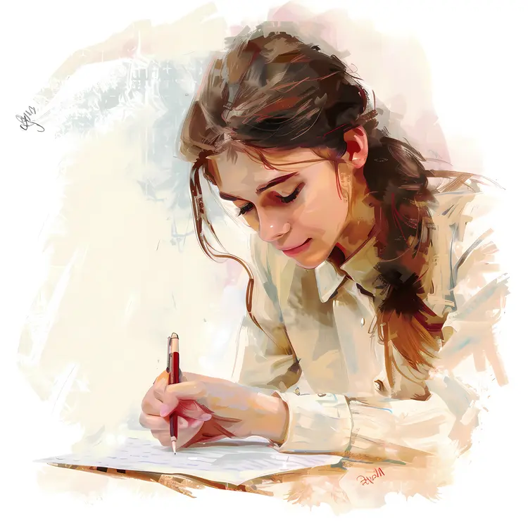 Focused Girl Writing