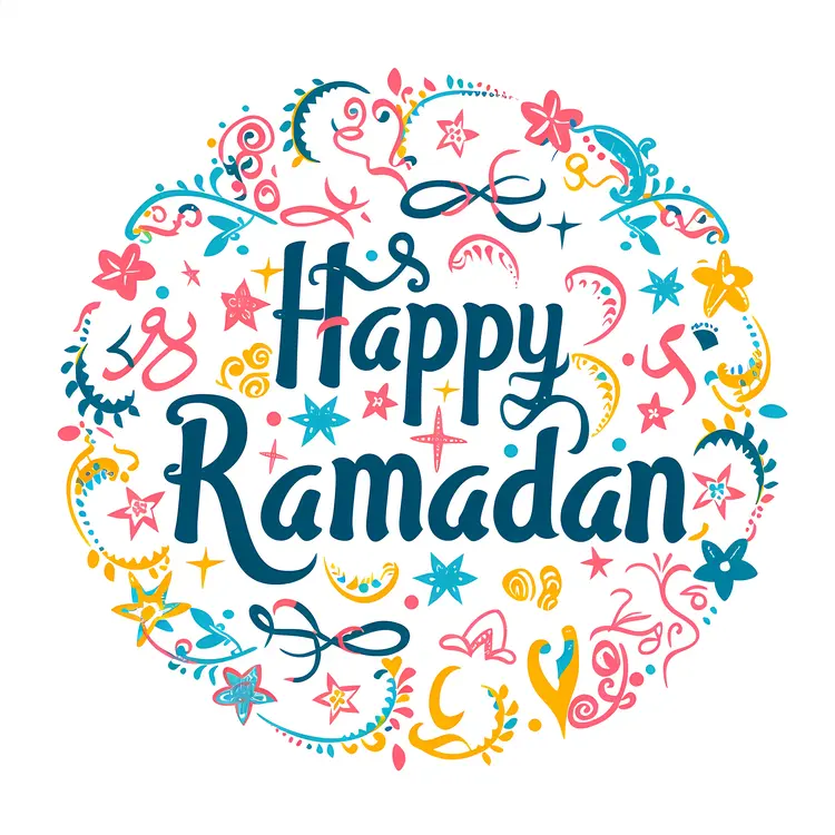 Happy Ramadan Greeting with Colorful Stars