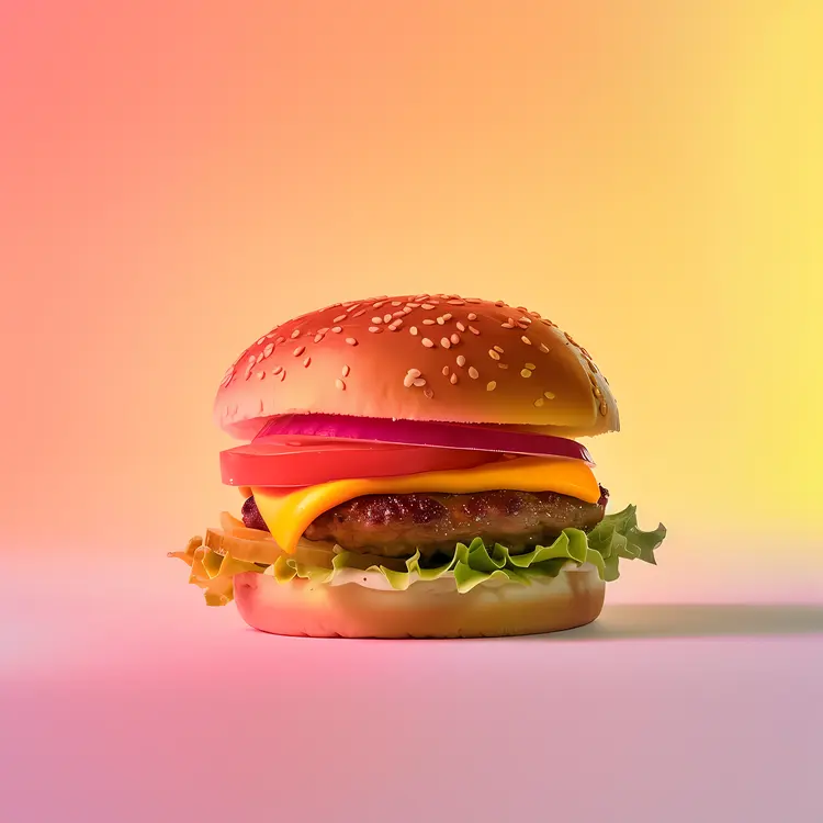 Tasty Cheeseburger with Fresh Vegetables