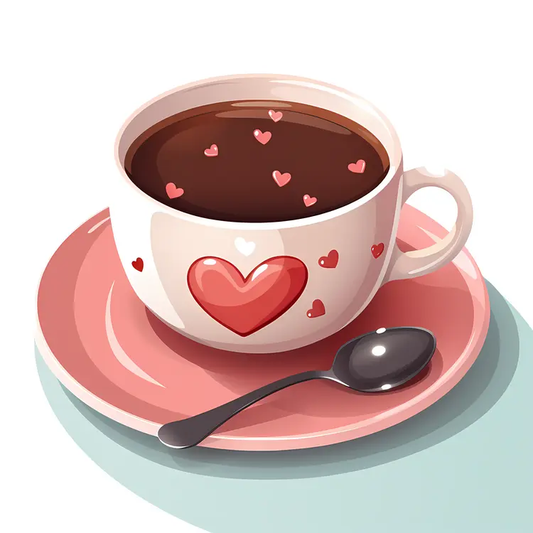 Decorative Cup with Hearts and Spoon