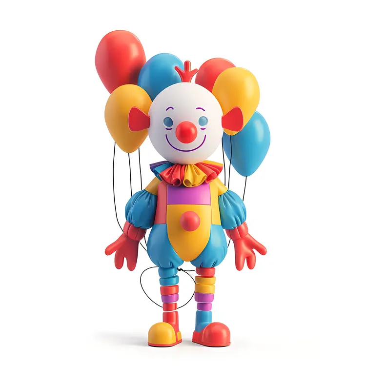 Colorful Clown Holding Balloons